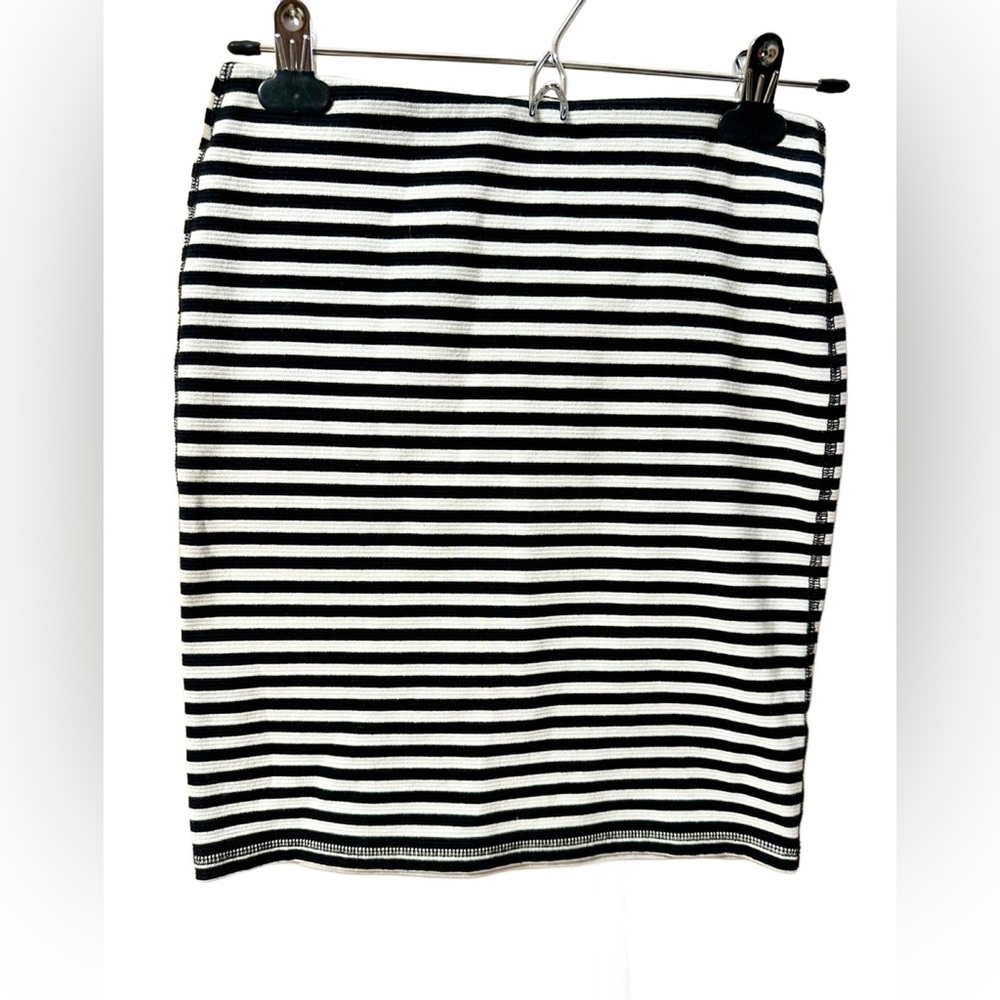 Black and white striped miniskirt